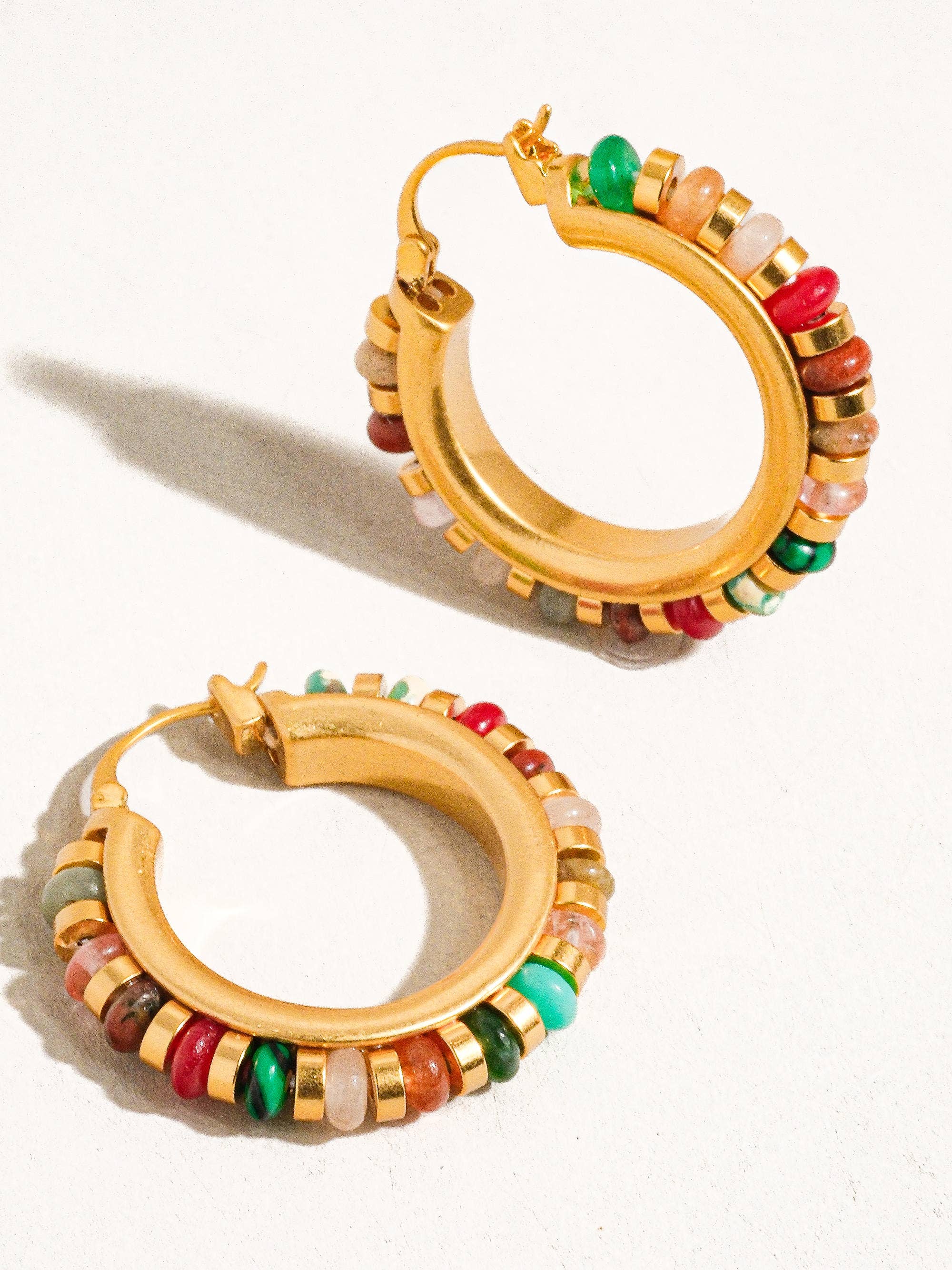 Capri 18K Gold Beaded Hoop in Multi