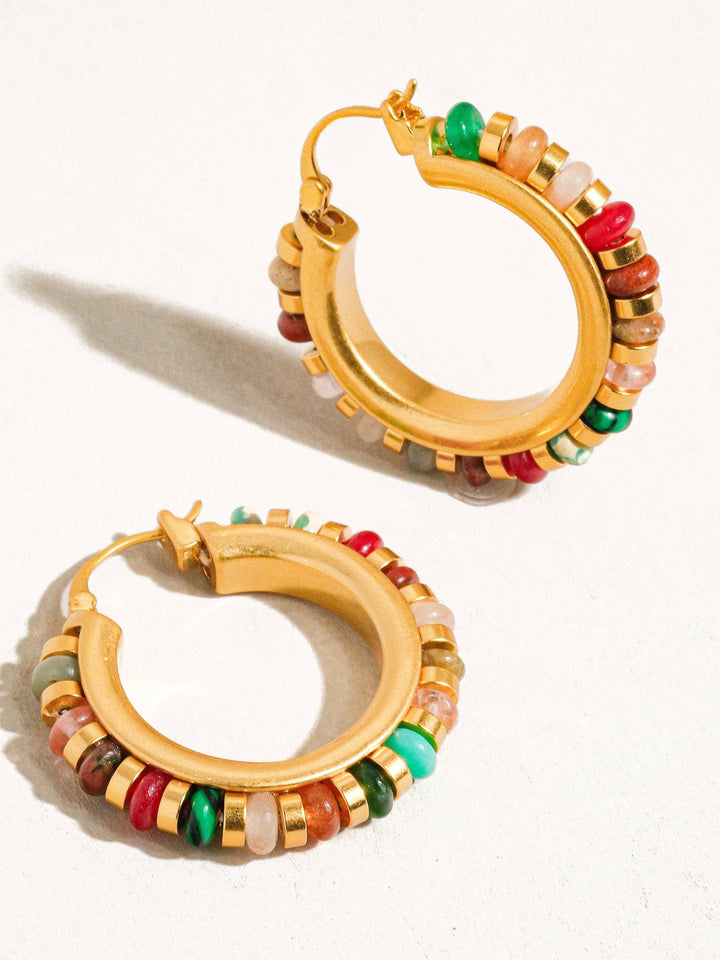 Capri 18K Gold Beaded Hoop in Multi