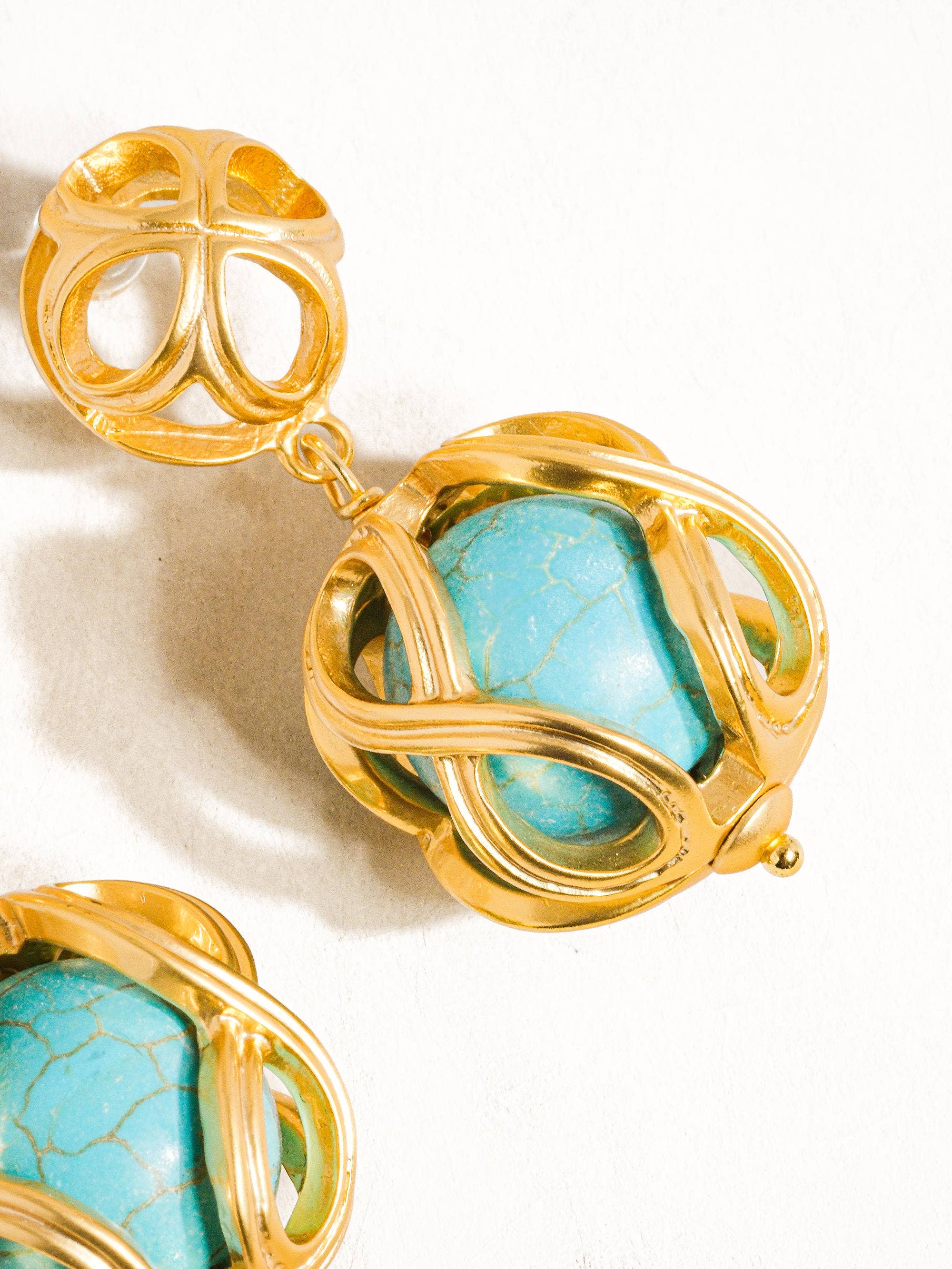 Maisie Cage Turquoise Stone Earrings