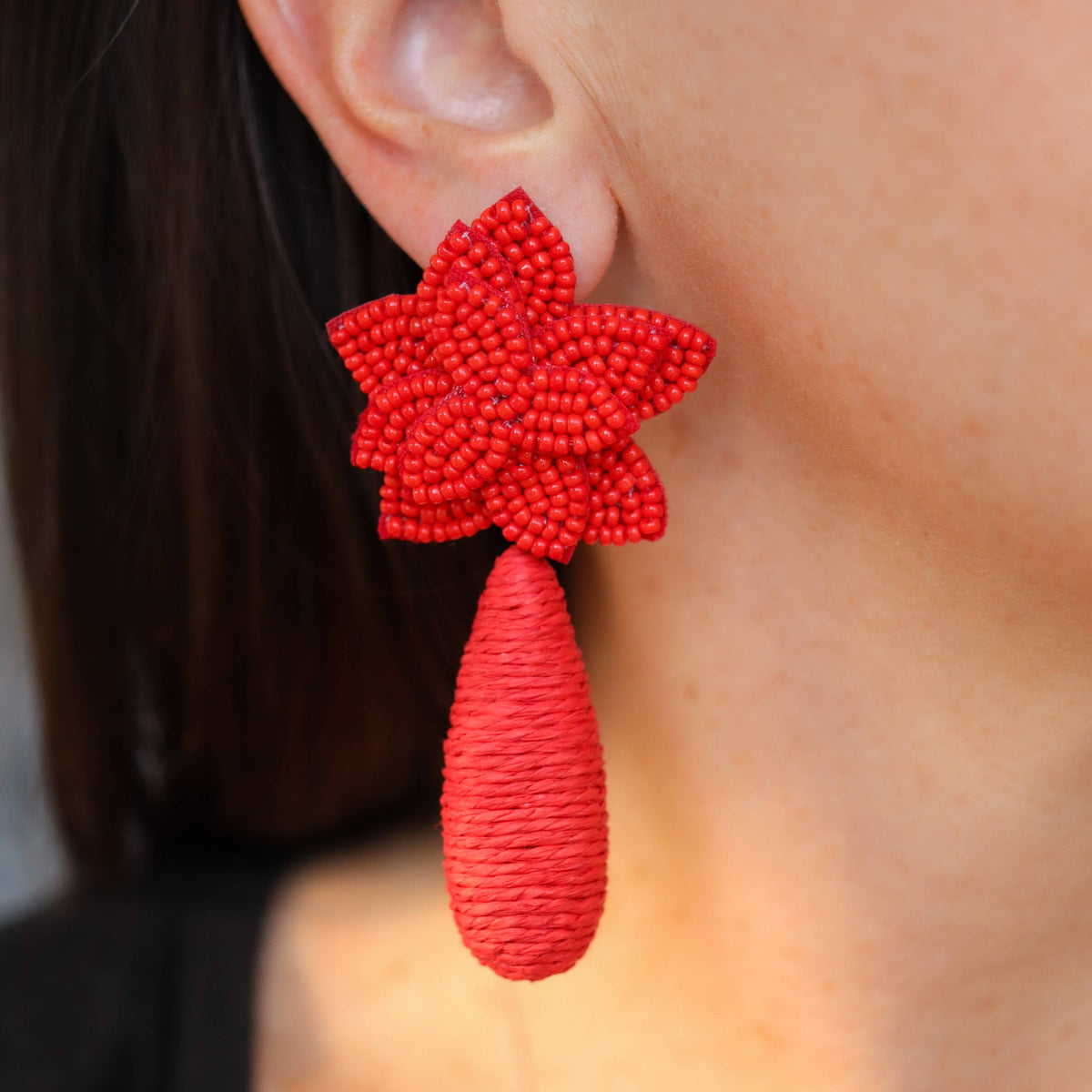 Flora Dangle Earrings - Ruby