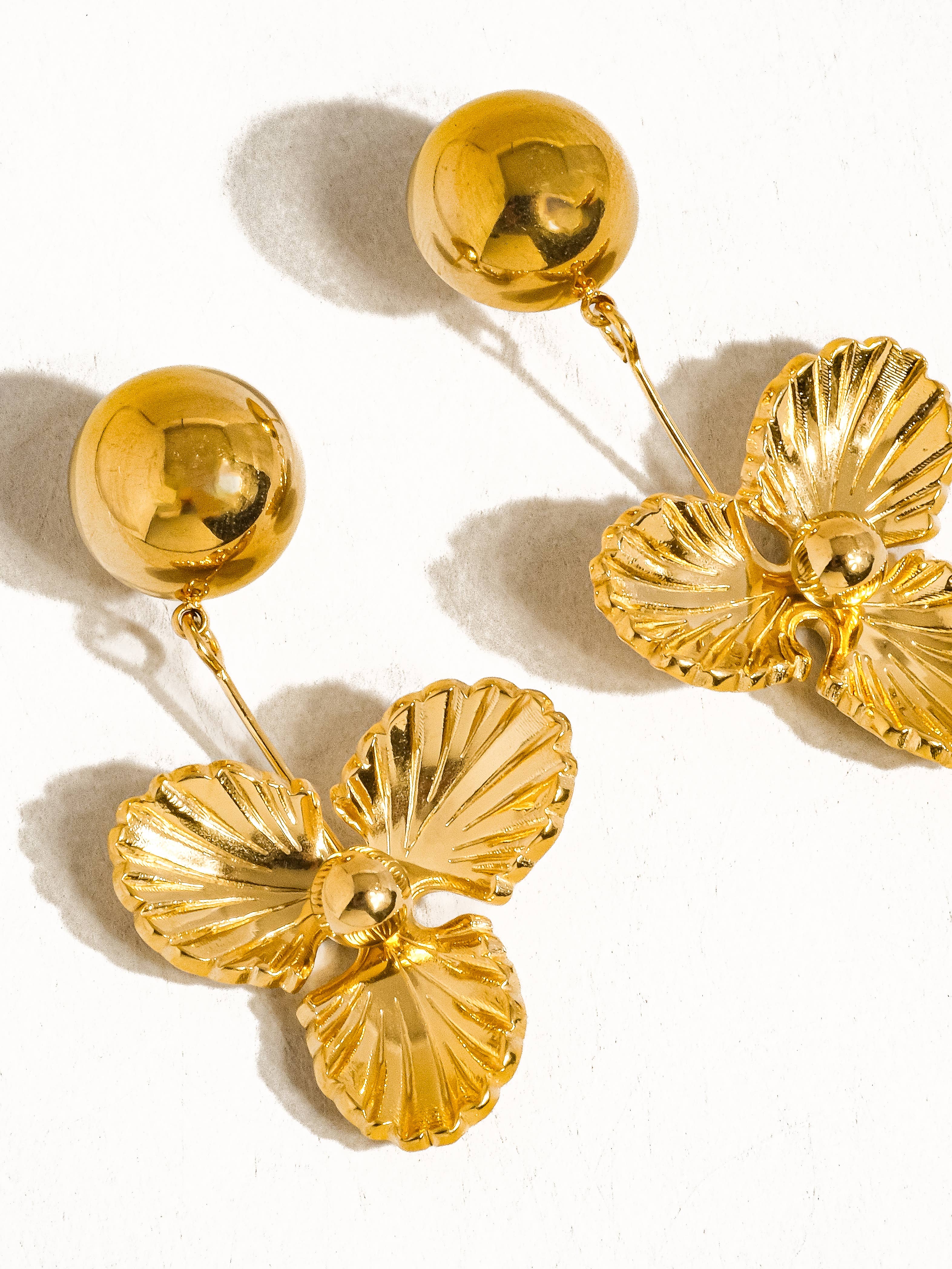 Elyse Non-Tarnish Floral Drops in 18K Gold