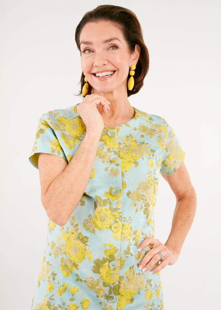 Ellen Dress in Rose Garden Jacquard