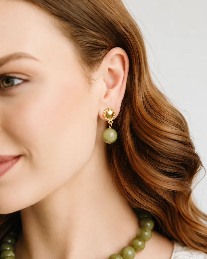 Palmera Studs in Matcha Green Quartz