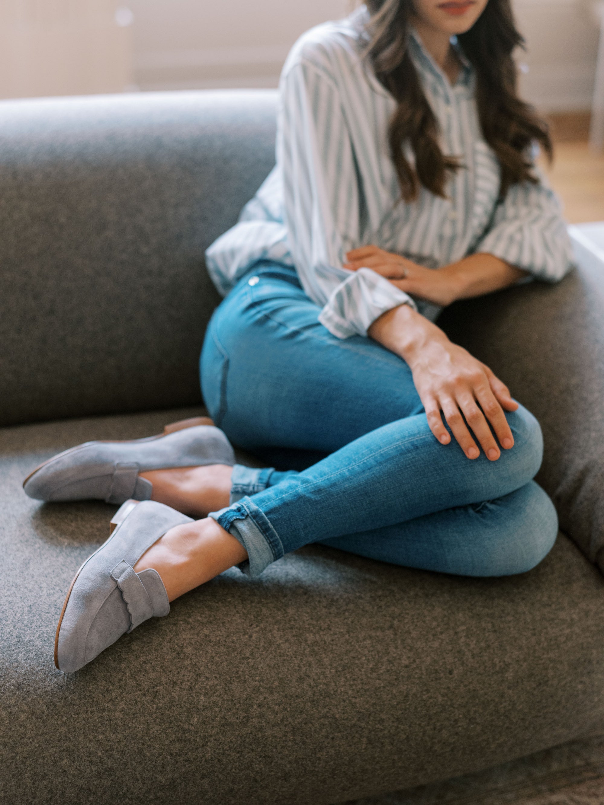 The Catherine Loafer in Blue Suede