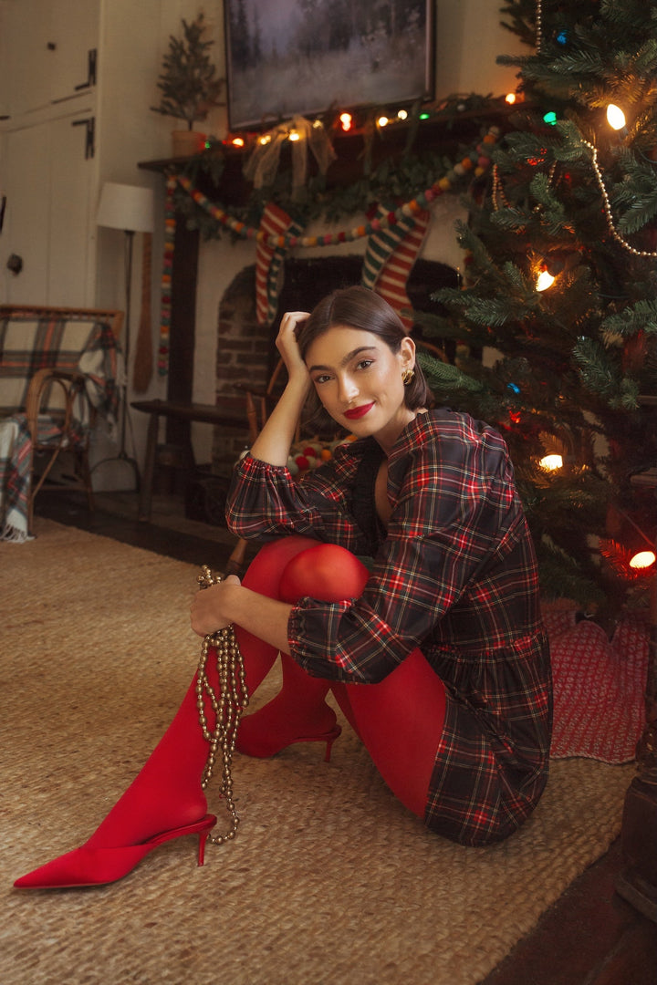 Beatrice Ruffle Dress in Yuletide Plaid