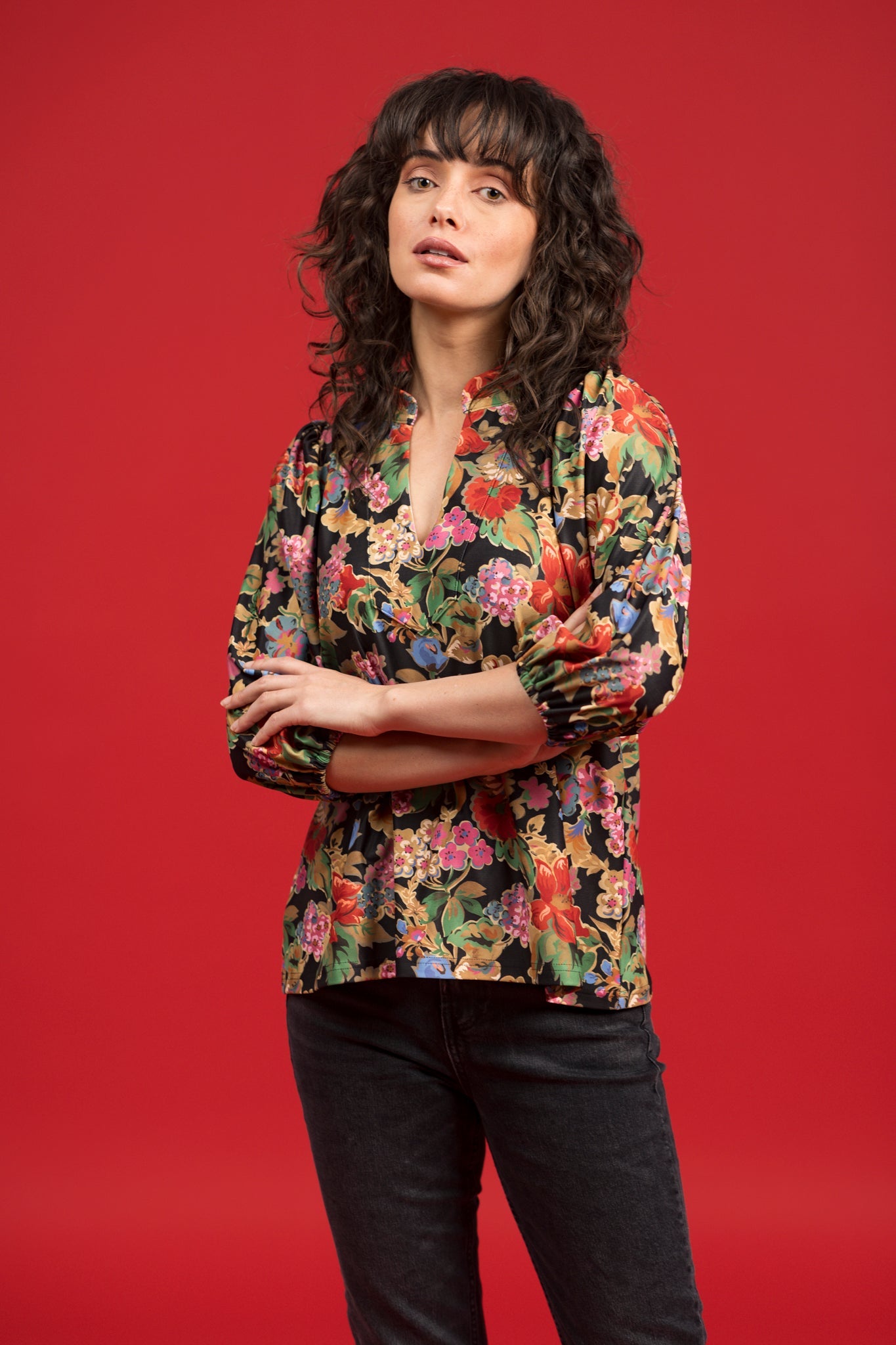 Eliza Top in Midnight Petals
