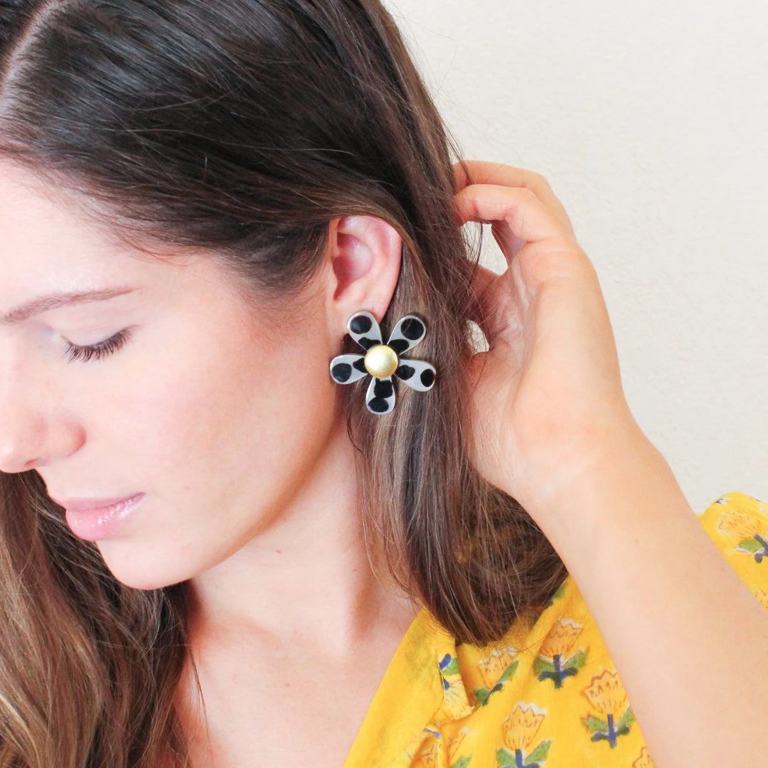 Tortoise Flower Studs