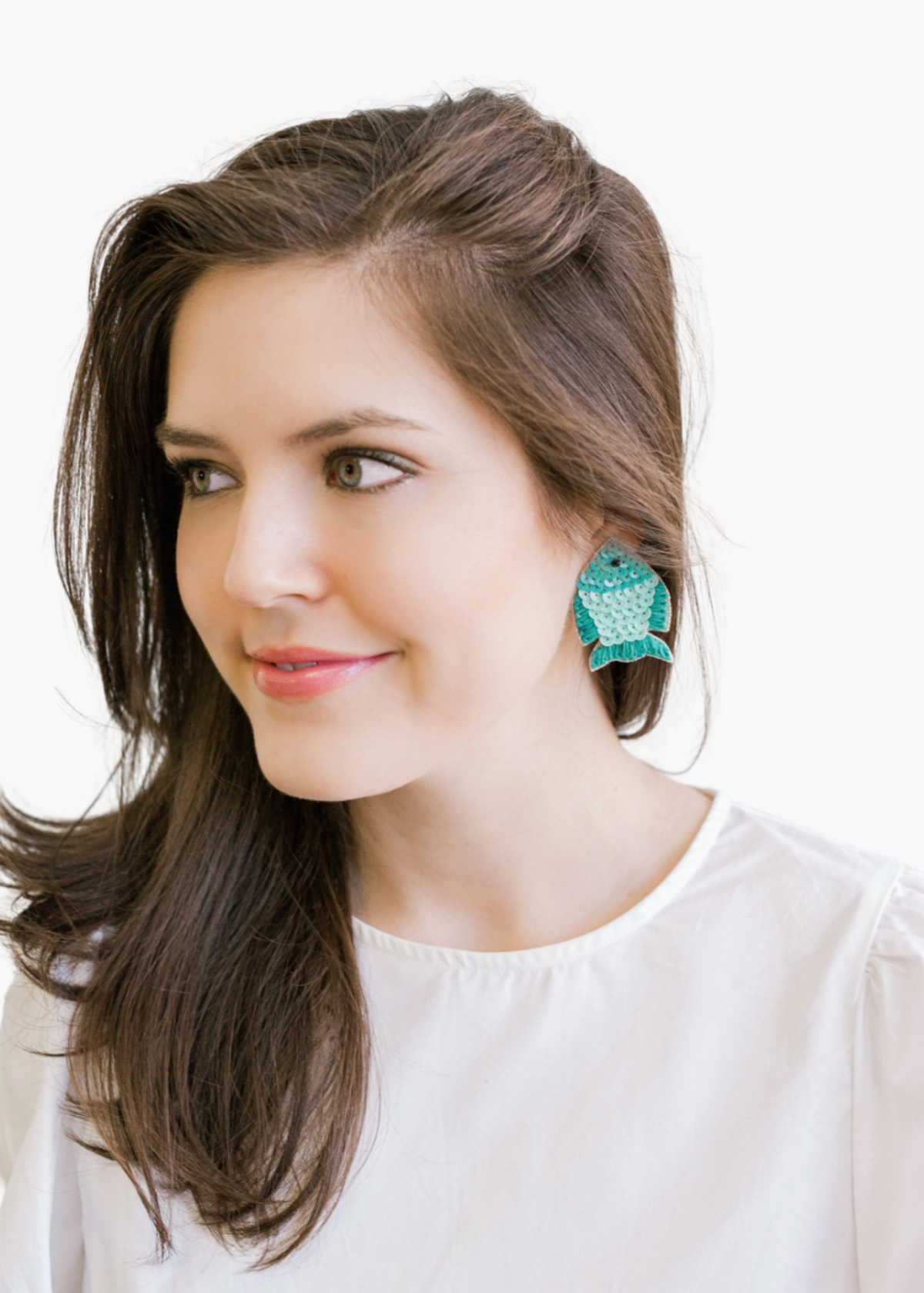 Teal Fish Statement Earring