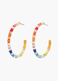 Rainbow Beaded Hoops
