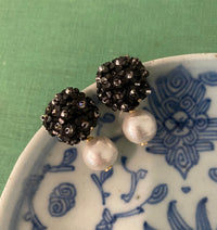Liz Cotton Pearl Onyx Earrings