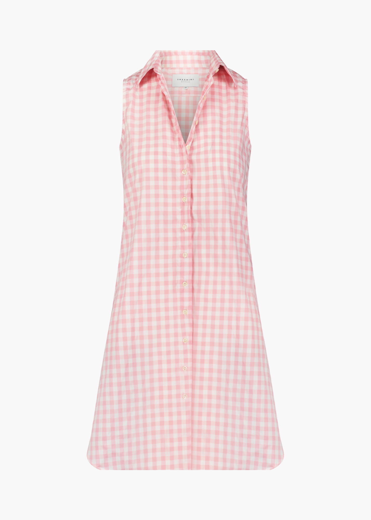 Gingham Sleeveless Shirt Dress | Pink