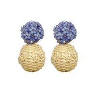 Liz Lavender Rattan Ball Earrings