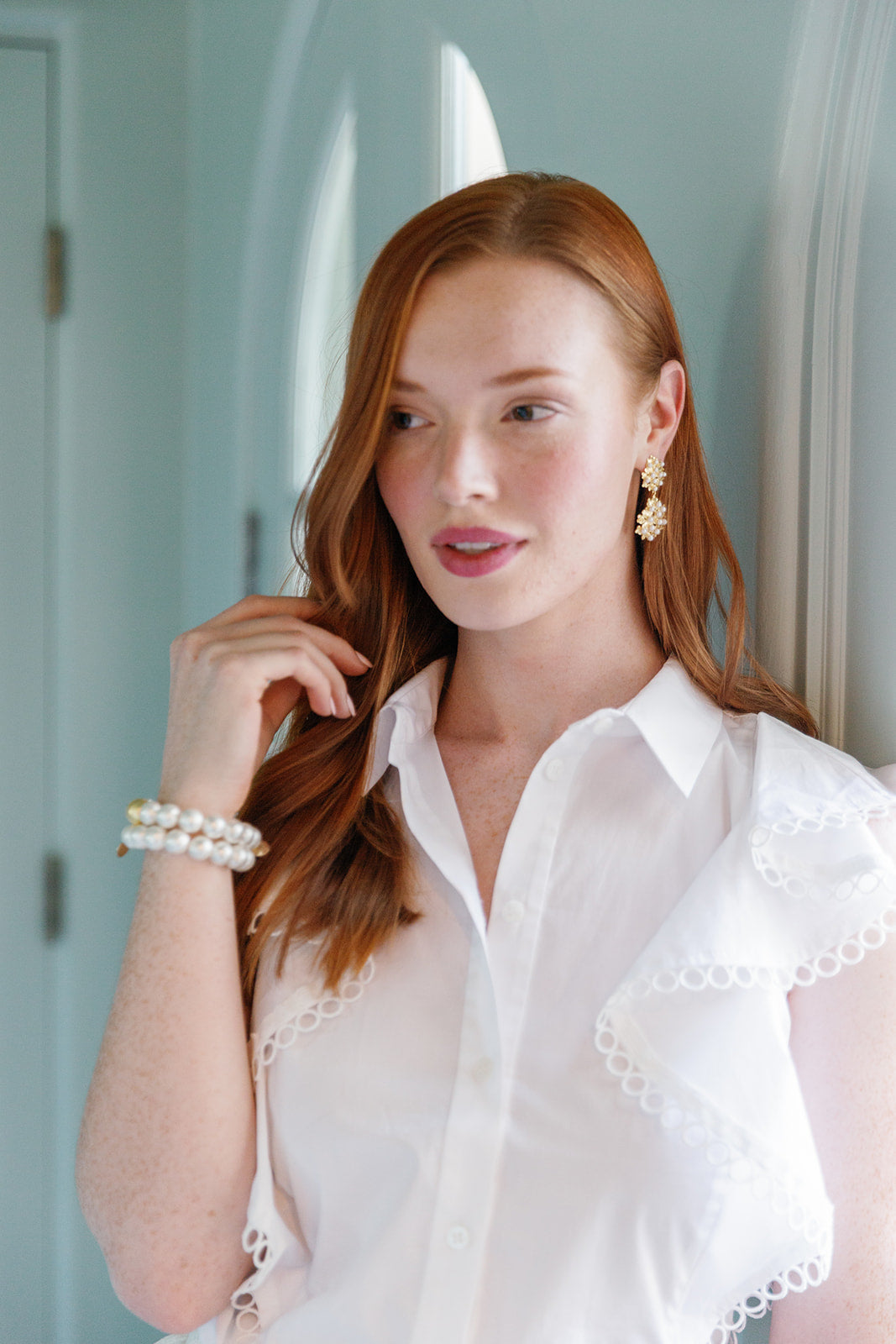 Jardin Hydrangea Pearl Double Earrings