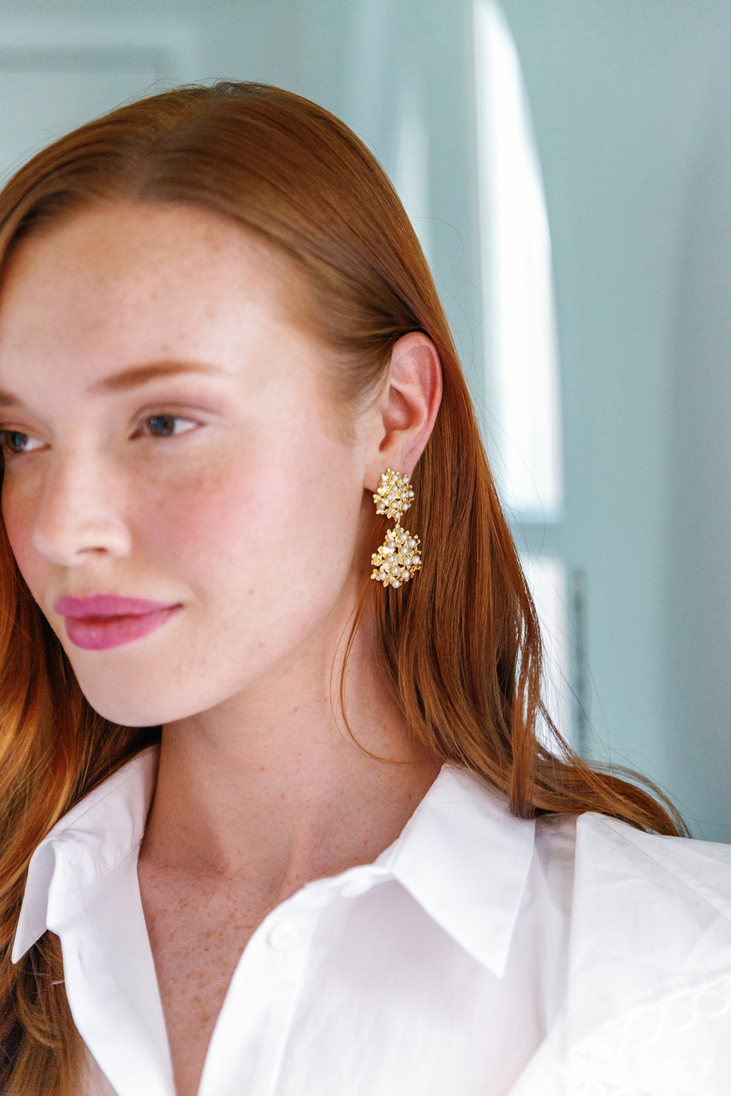 Jardin Hydrangea Pearl Double Earrings