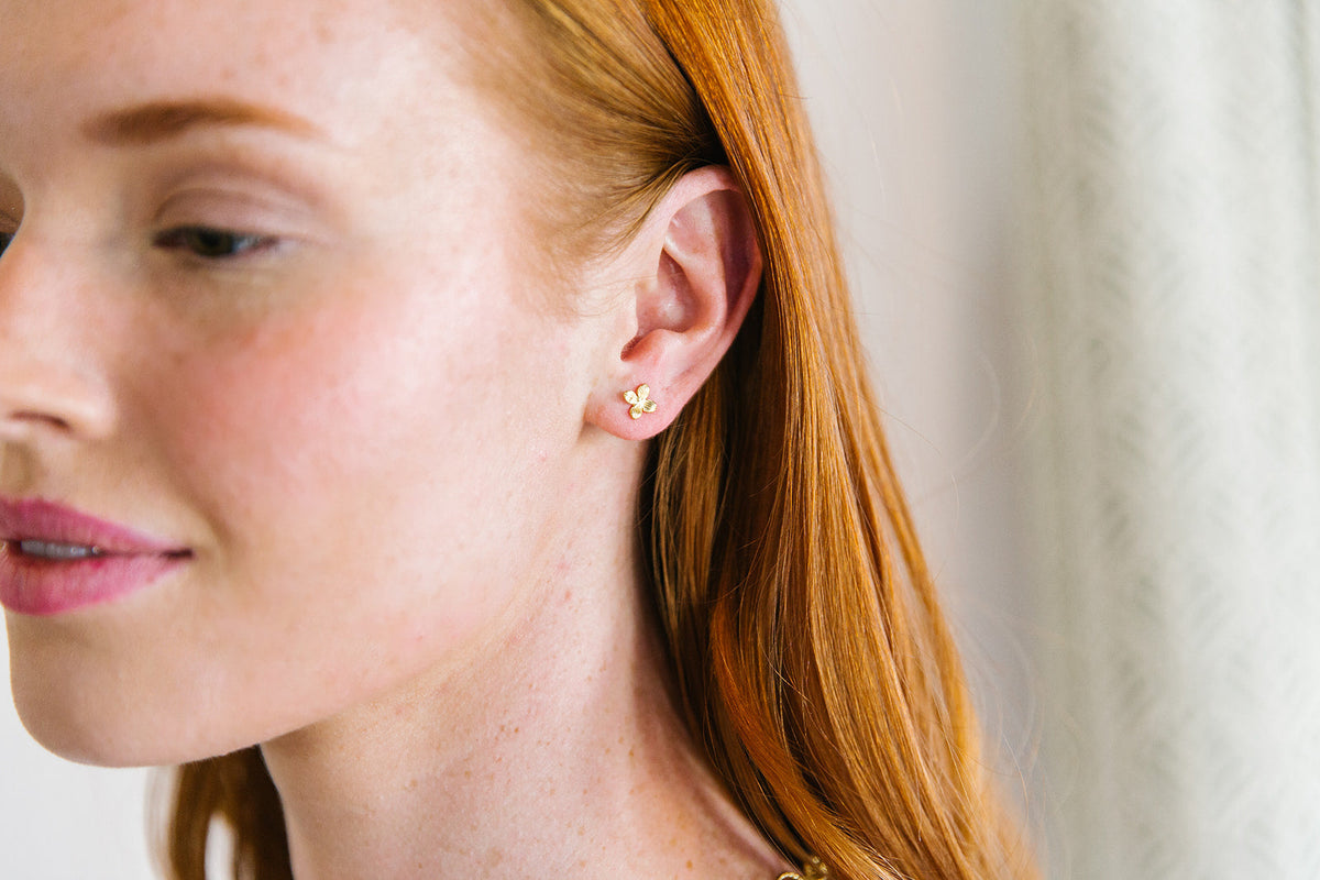 Tiny Bloom Gold Stud Earrings