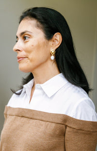 Avignon White Coin Pearl Earrings