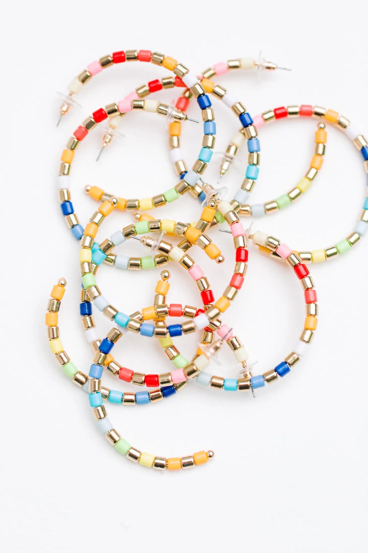 Rainbow Beaded Hoops
